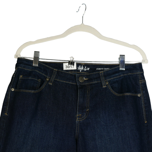 Style & Co Curvy Capri Jeans Blue Stretch Denim Womens Size 10 Cuffed 32 x 23 - Picture 4 of 10